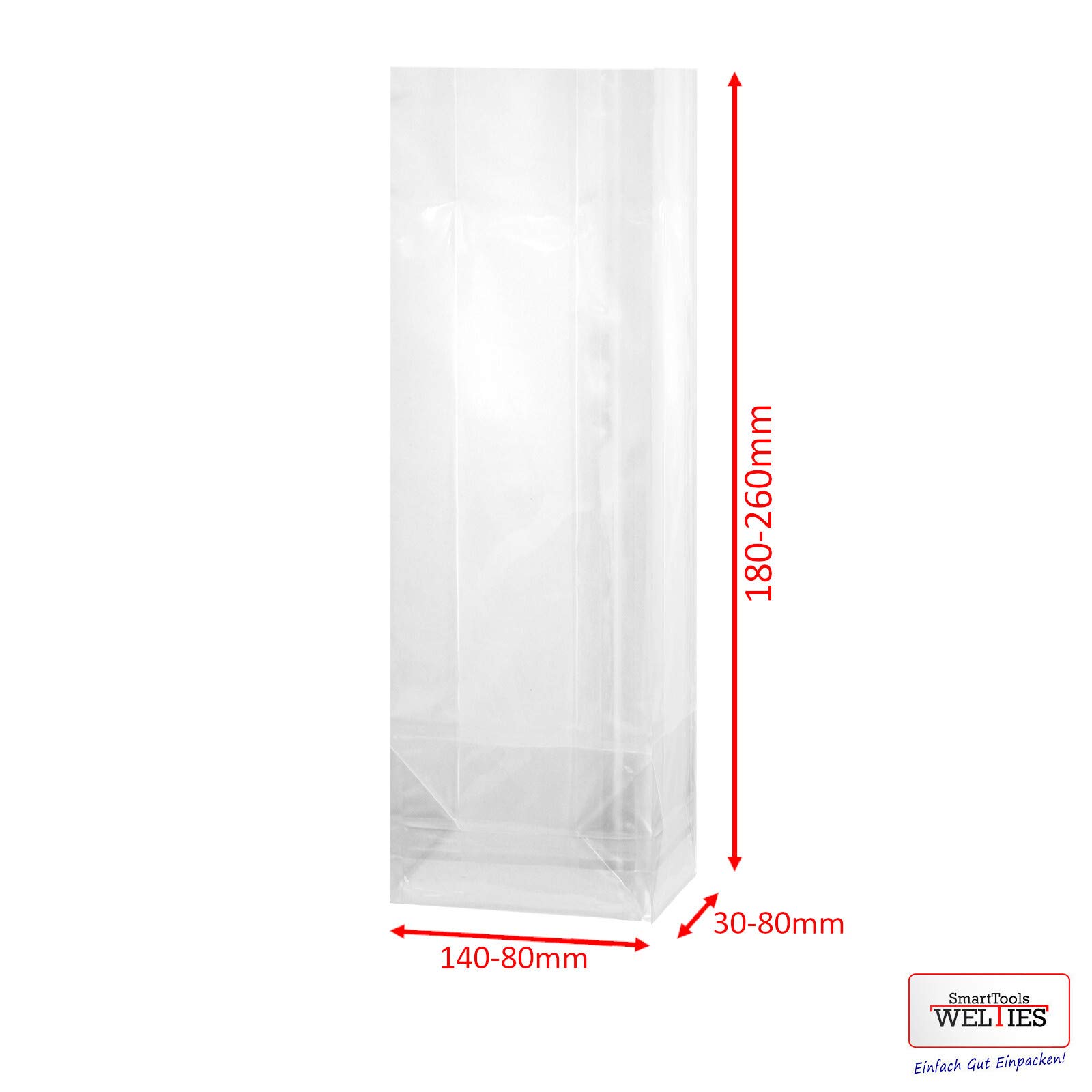 Blockbodenbeutel 50µ 100 + 60 x 280 mm 1000 Stück