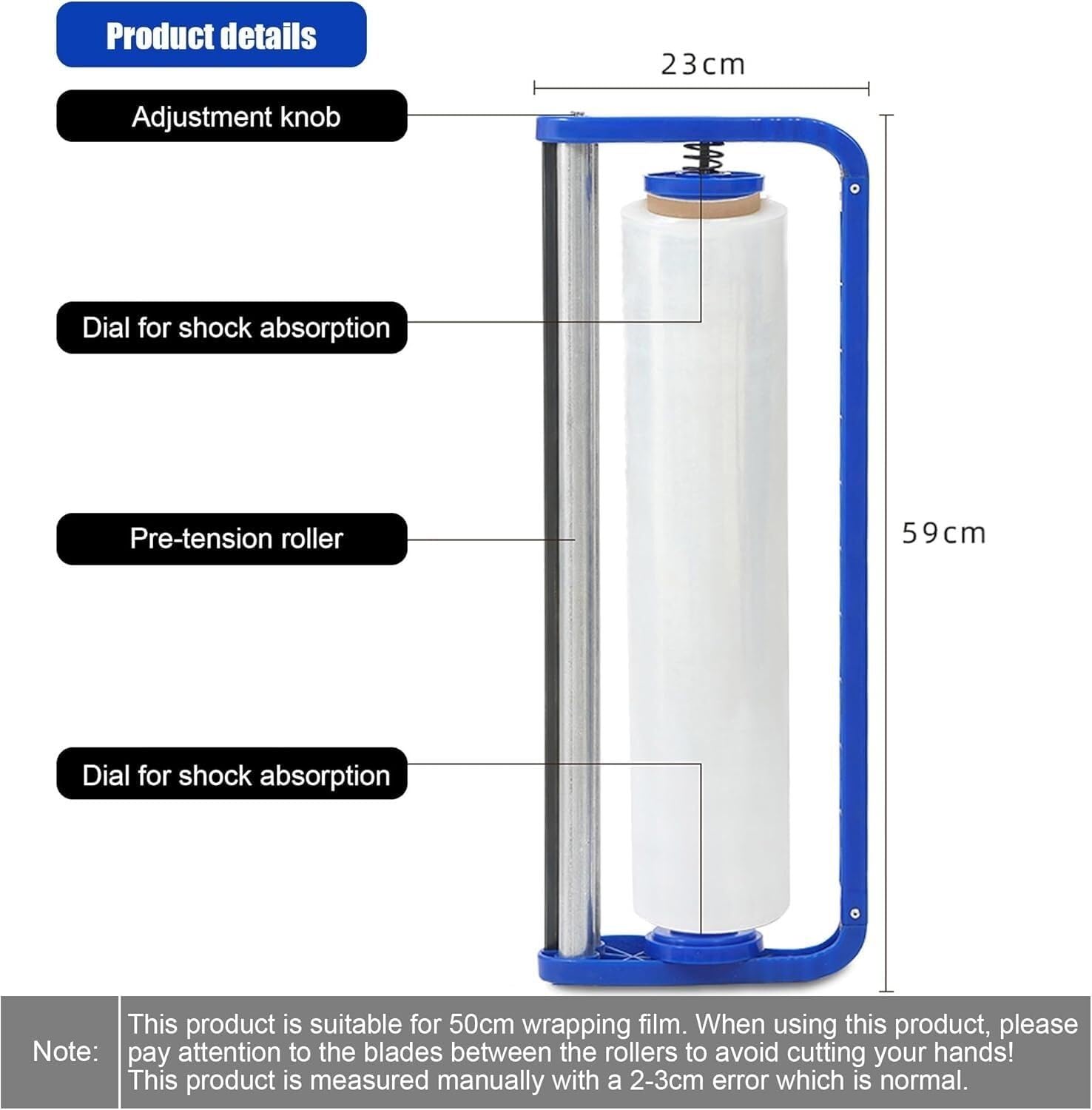 Hand-Stretchfolien-Spenderwerkzeug, Wickelspender für 48,3 cm Rollen, Palettenverpackungsballenpresse, Industriefolienapplikator für Verpackung, Versand
