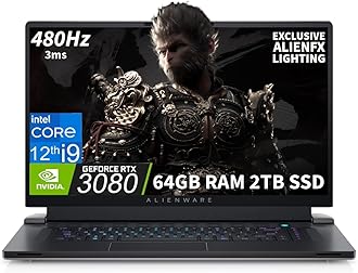 Alienware X17 R2 Gaming Laptop (17.3" 480Hz FHD, Intel 20-Core i9-12900H, 64GB DDR5 RAM, 2TB PCIe SSD, NVIDIA GeForce RTX 3080 16GB) Per-key RGB Backlit, Thunderbolt, Win 11 Home, Lunar Light