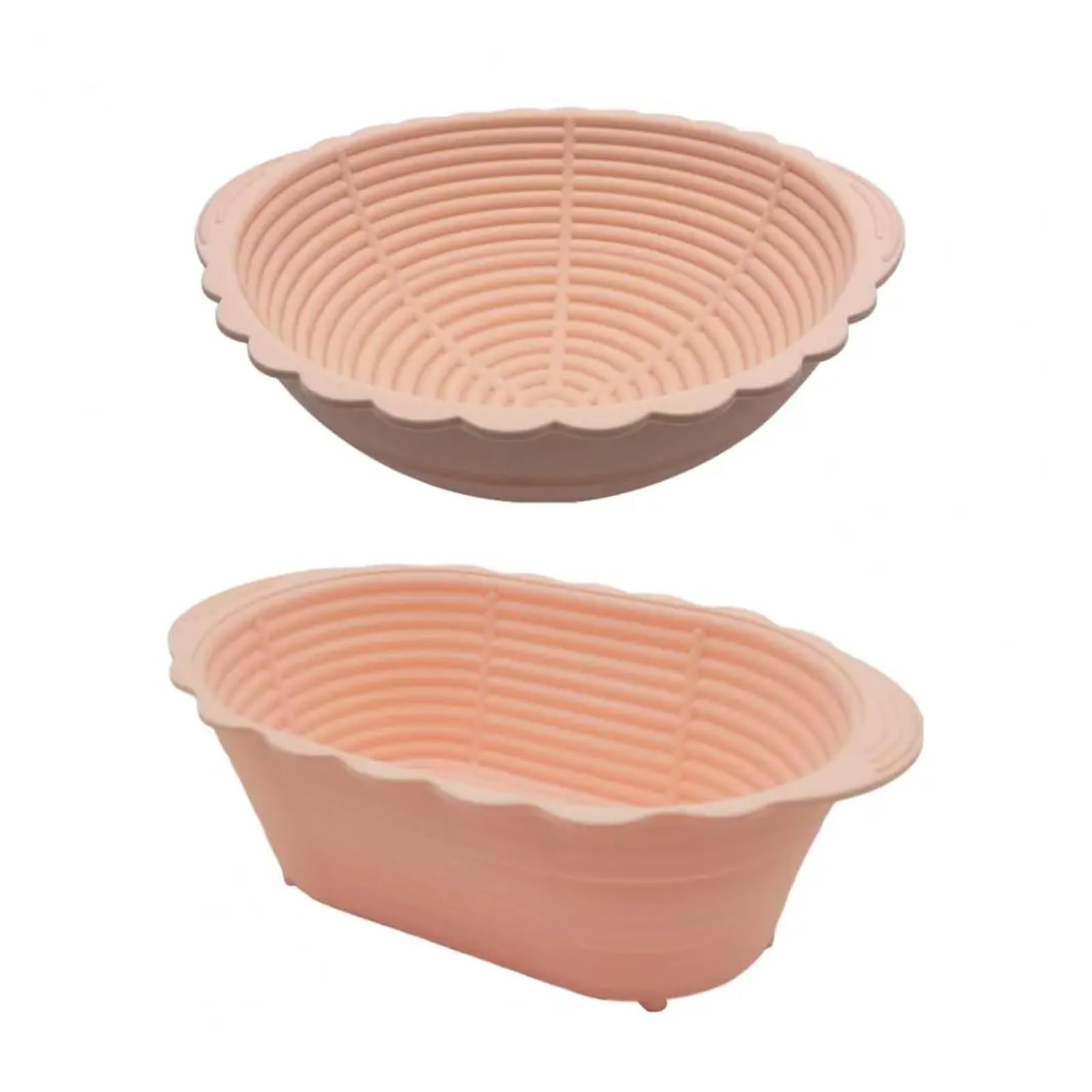 bread proofing basket, 2Pcs Silicone Round Oval Sourdough Bread Making Collapsible Proofing Bowl Kitchen Baking For(Pink)