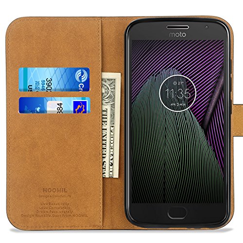 HOOMIL Cover per Moto G5 Plus, Flip Case in Pelle