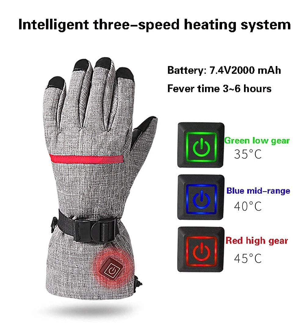 Guantes calefactables para Hombres y Mujeres, Pantalla táctil Recargable, Guantes de esquí con calefacción, Guantes de esquí cálidos, Snowboard, equitación, Senderismo, Invierno, g