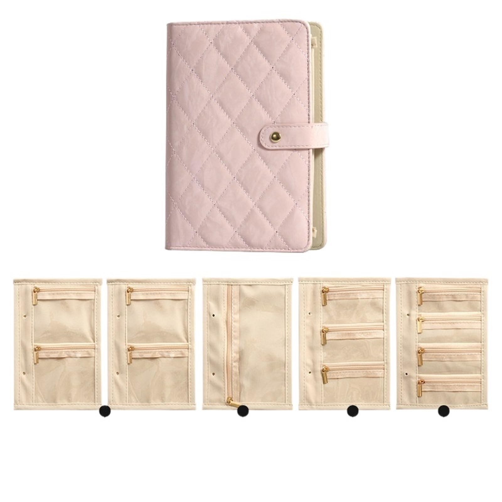 FDzkrtvm Transparent Jewelry Storage Book, Jewelry Storage Pouch Organizer Compartmented Earring Multicolor A5(Pink)