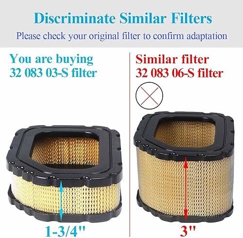 Miniatura 3 de Filtro de aire KH-32-083-03-S compatible con Cub Cadet LT1046 LT1050 LTX1046 LTX1050 I1046 I1050 GT1554 GTX1054 SLT1550 SLT1554 cortacésped, Premium
