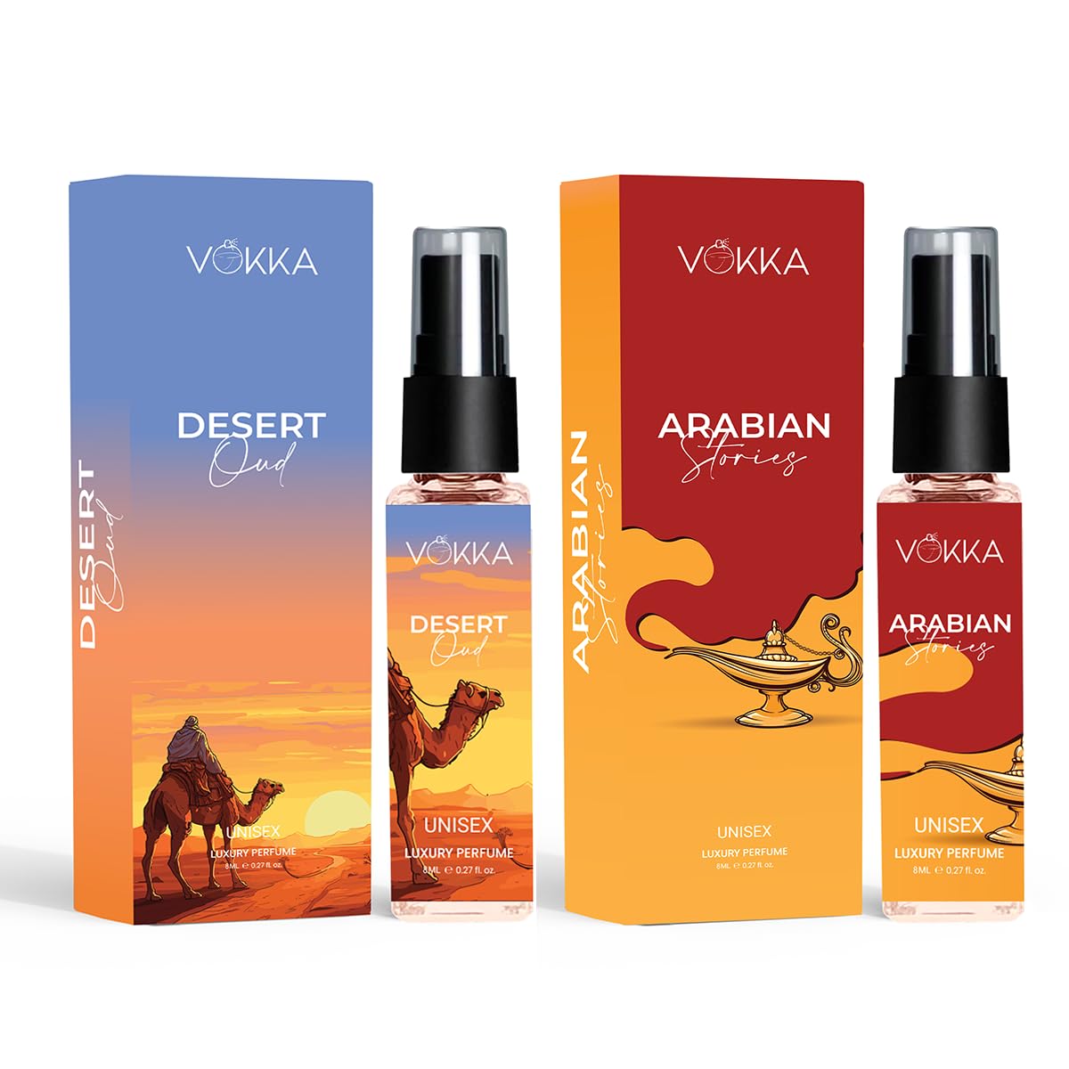 Vokka Desert Oud & Arabian Stories 16 ml | Pack of 2 x 8ml Arabic Unisex Luxury Long Lasting Fruity Woody Perfume Gift Set For Men And Women | Spicy Scent Eau De Parfum | Notes: Fruity Spicy-picture-56