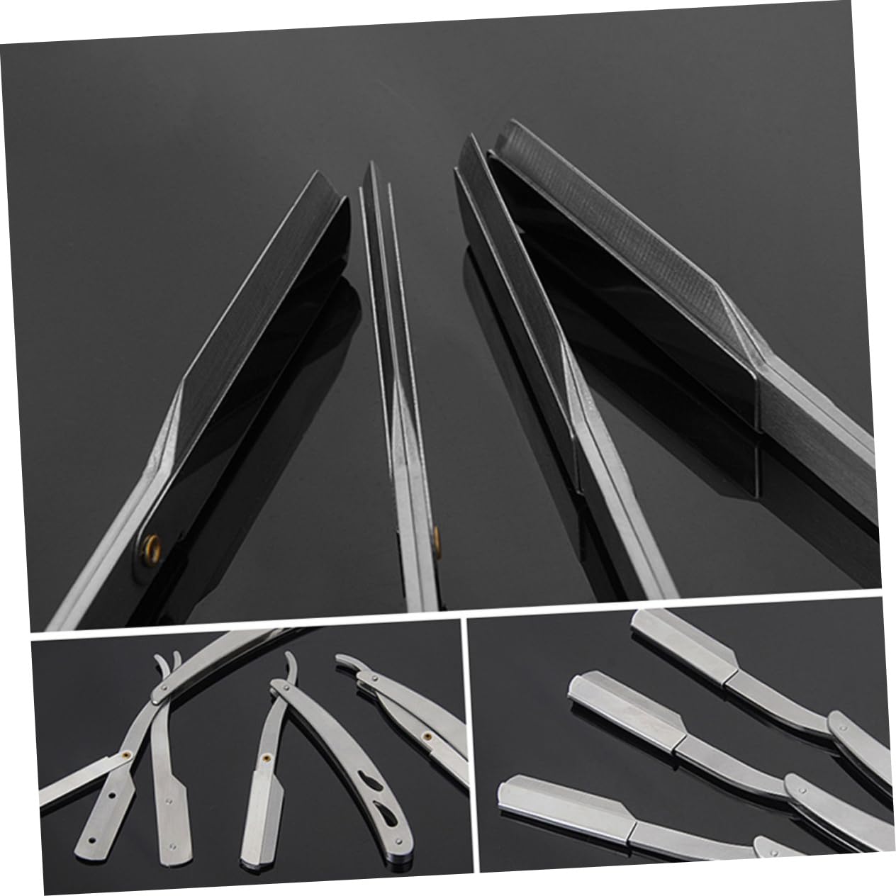 minkissy Straight Safety Razor Holder Vintage Style Men's Razor Accessories Stainless Steel Compact for Dad