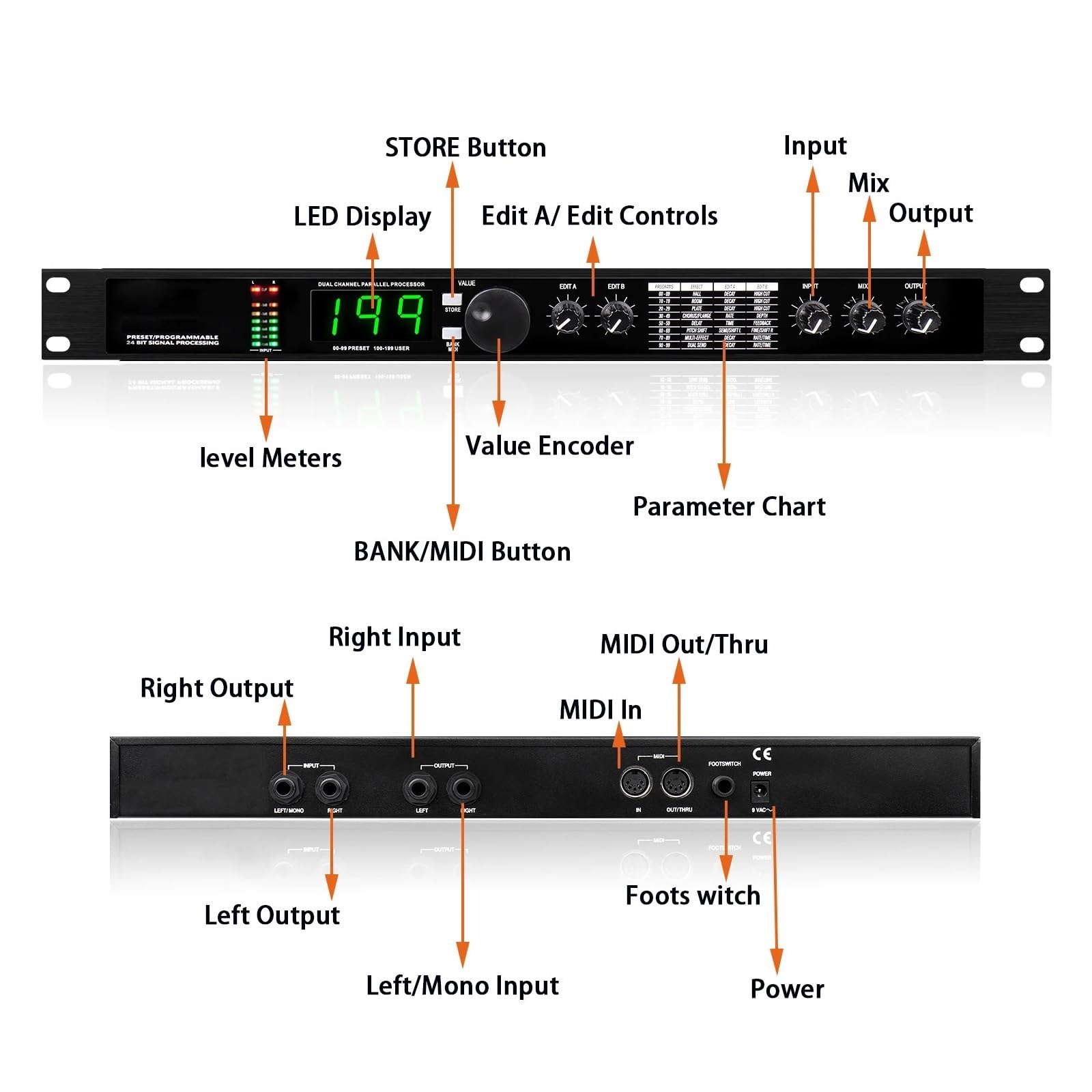 GAX-4IIS Processore DSP Multieffetto Professionale E Processore Audio Con Riverbero Digitale Equalizzatore Microfono Vocale