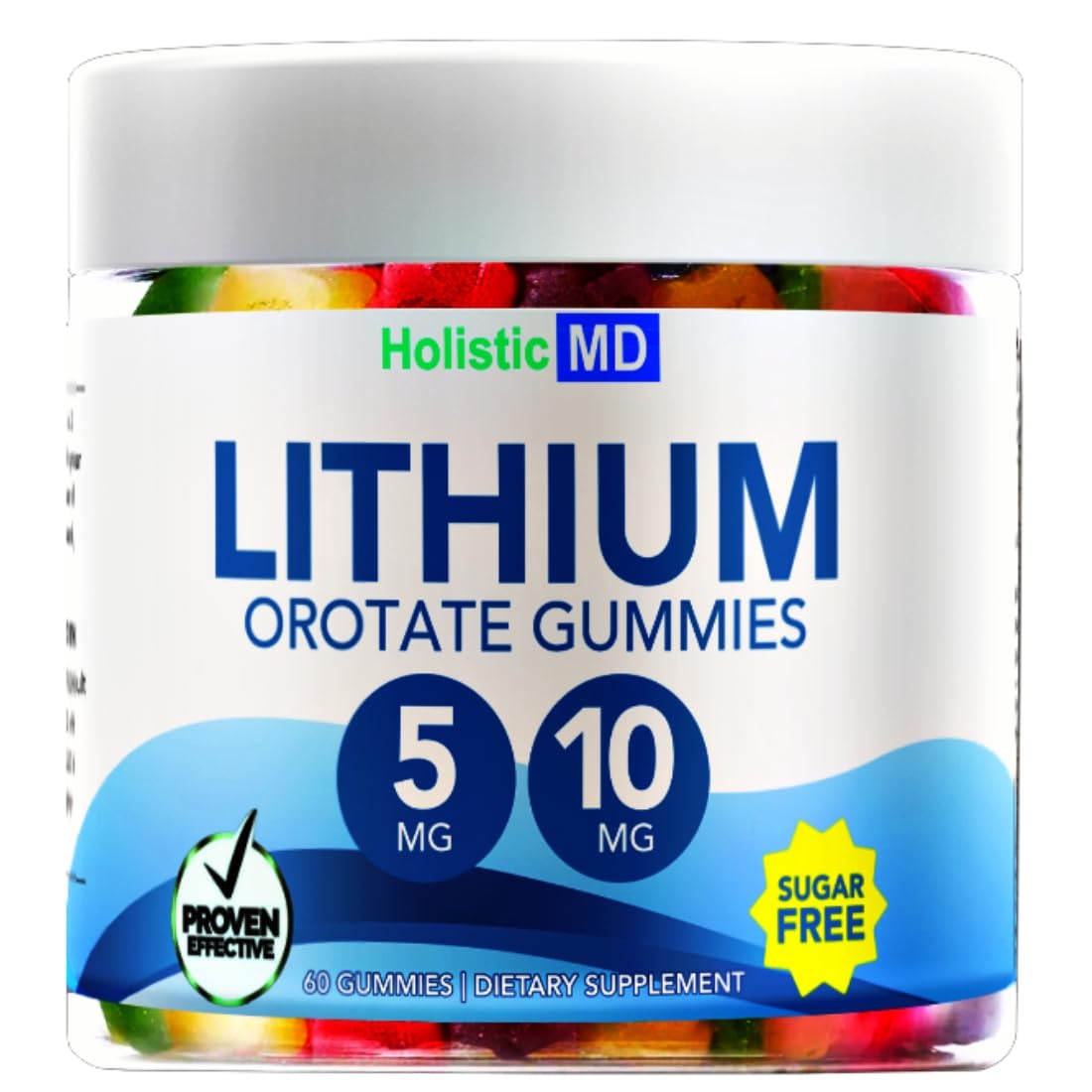 Lithium Orotate 5mg 10mg | for Men Women Kids | Lithium Orotate clinically Studied Chelated High Biovalable | 3 Flavors Sugar Free Vegan Gummies 60 ct