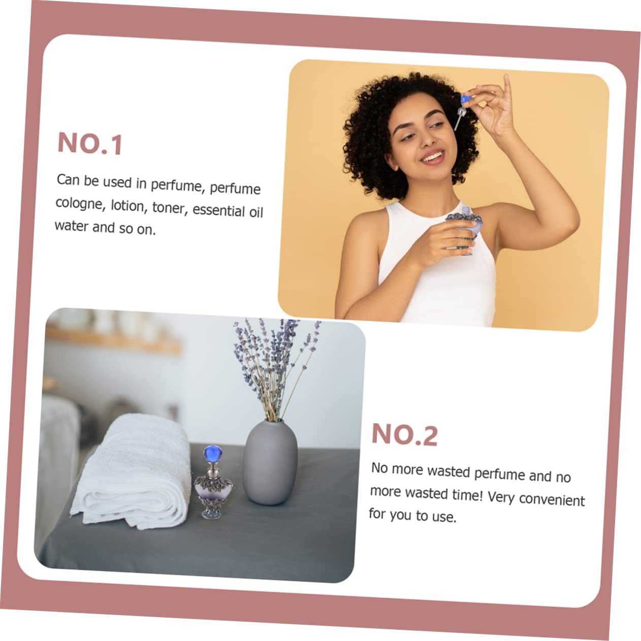 FOMIYES Set 2 Pezzi Bottiglie di Profumo in Vetro da 5ml Tappo in Metallo per Conservazione Profumo e Uso Domestico, Design Unico e Brillante per Viaggio e Casa
