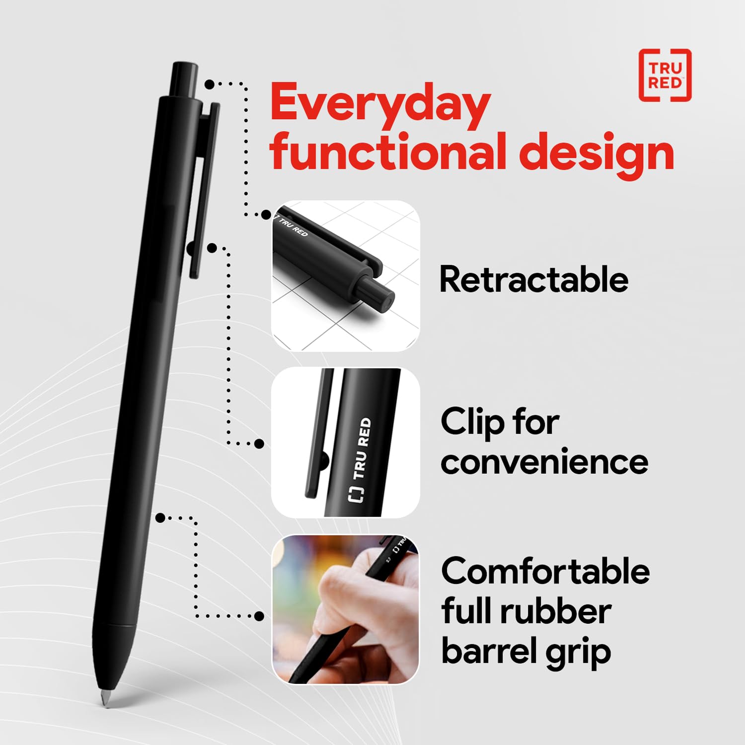 Amazon.com : TRU RED Retractable Gel Pens, Fine Point 0.5mm, Black