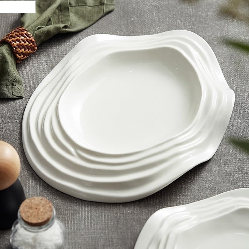 Ceramiczny talerz obiadowy do steków makaronowych i sushi – jednokolorowa zastawa stołowa wielofunkcyjna przekąska i deserowa taca kuchenna stylowa niezbędna do jadalni