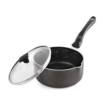 Cello Induction Base Aluminium Non Stick Sauce/Milk Pan, Black, 1.5Ltrs