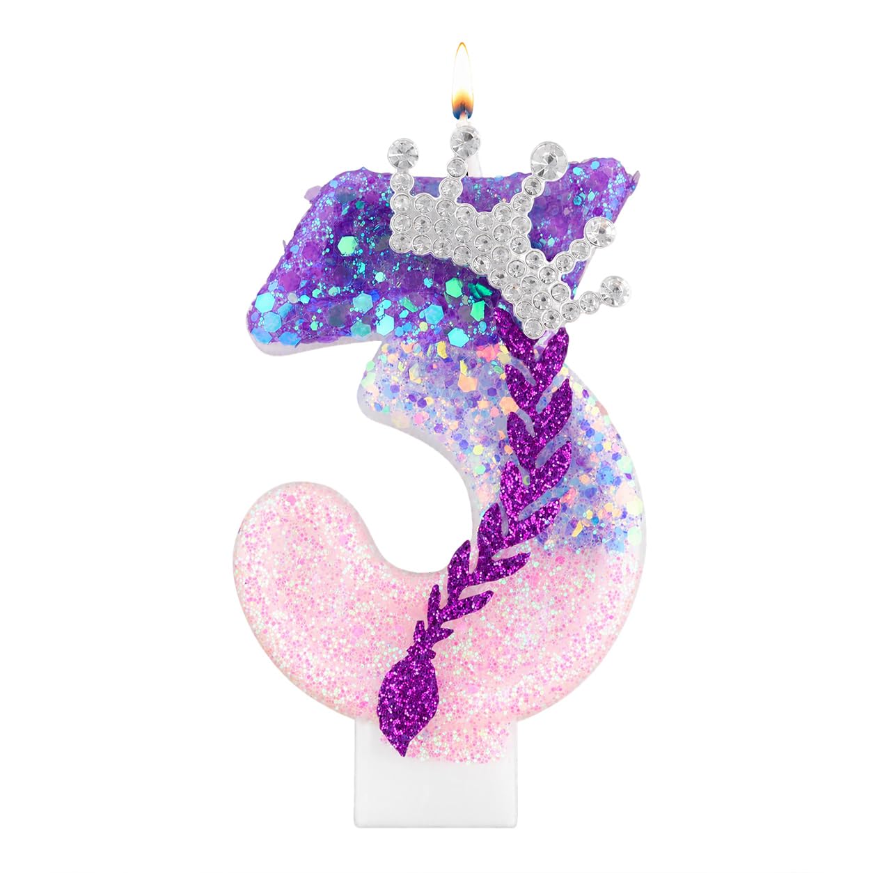 K Pop Number Birthday Candles, Glitter Crown Birthday Candles for Cakes Decoration, Stylish Kpop Music Themed Cake Topper for Girls Birthday Party Supplies & Anniversary Decorations (3 Candle,K Pop)