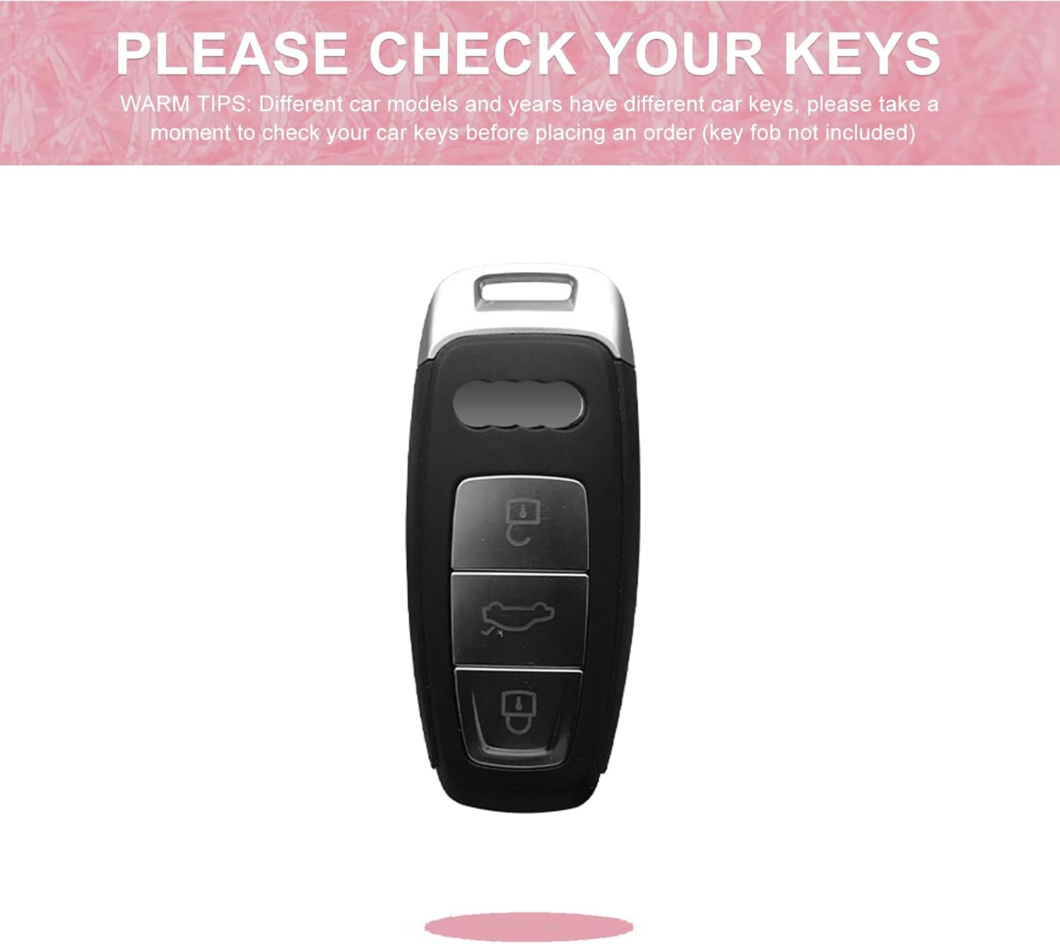 for Audi Key Fob Cover with Keychain, Pink TPU Key Case Protection Shell Compatible with A6L A6 A7 A8 Q7 Q8 E-Tron 2018-2022 A3 S3 S6 SQ7 RS6 S7 RS7 Bling Car Accessories image 3