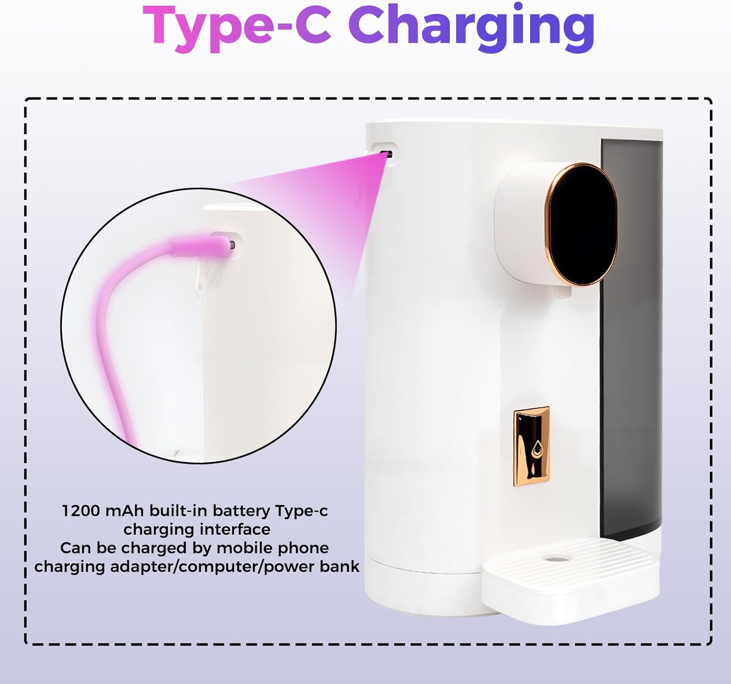 Automatic Mouthwash Dispenser for Bathroom, 20.3 Oz Rechargeable Smart Mouth Wash Dispenser Bathroom Accessories Set with 2 Magnetic Cups, 4 Modes Wall Mounted Mouthwash Dispenser for Kids Home - Image 7