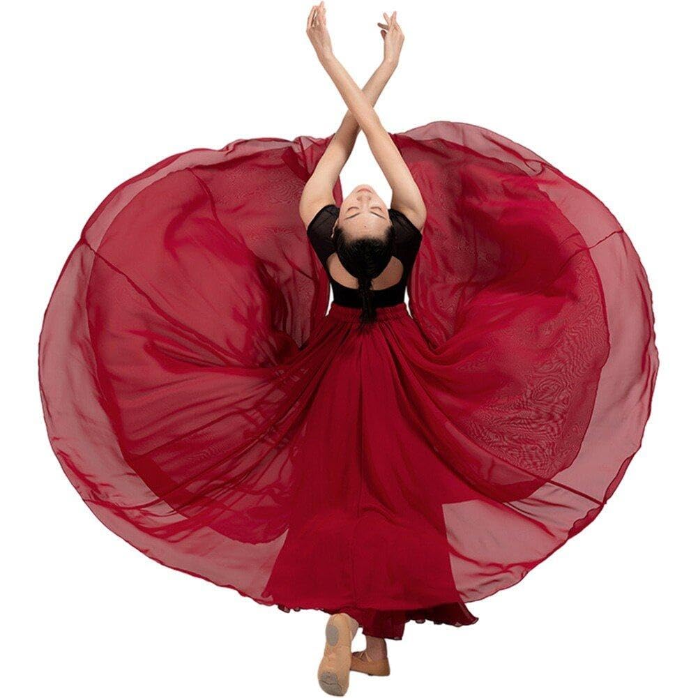 Sanfly Gonna Lunga in Garza a Strati 720 Gradi Gonna Lunga in Raso Elegante per Danza del Ventre Flamenca Costume Spagnolo