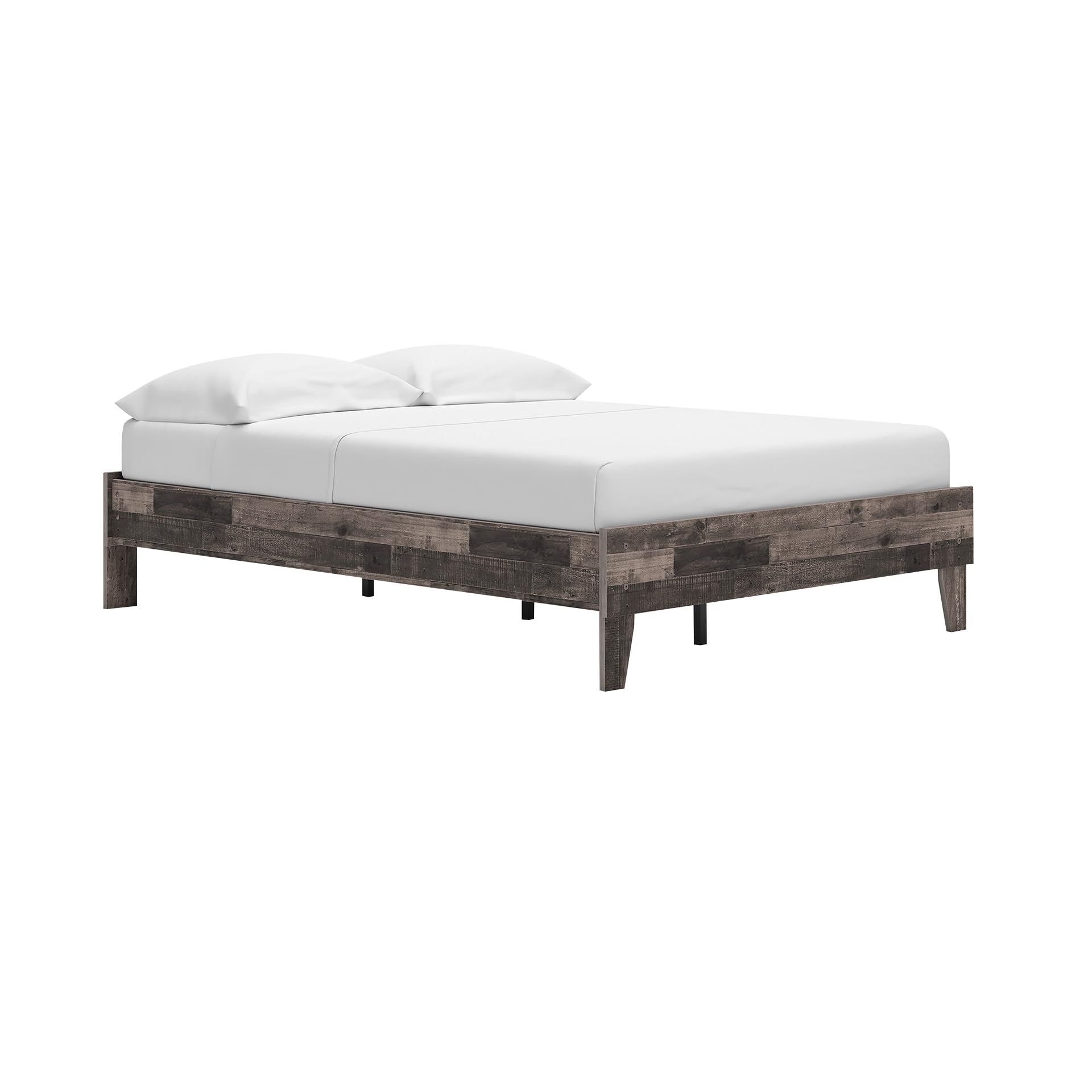 Signature Design by Ashley Neilsville Butcher Block Style Platform Bed, Full, Rustic Gray