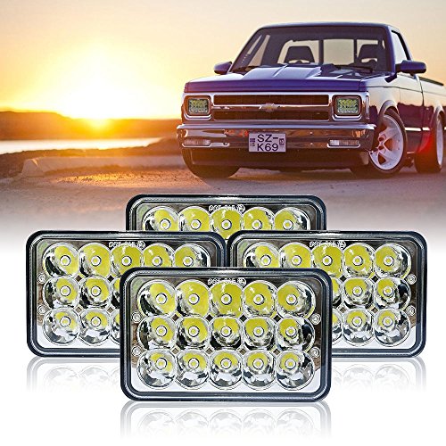 4x6 inch LED Headlights (1pcs) Replacement H4651 H4652 H4656 H4666 H6545 for Peterbil Kenworth Freightinger Ford Probe Chevrolet Oldsmobile Cutlass w/EMC Function & Waterproof IP67 & Ventilation Bre