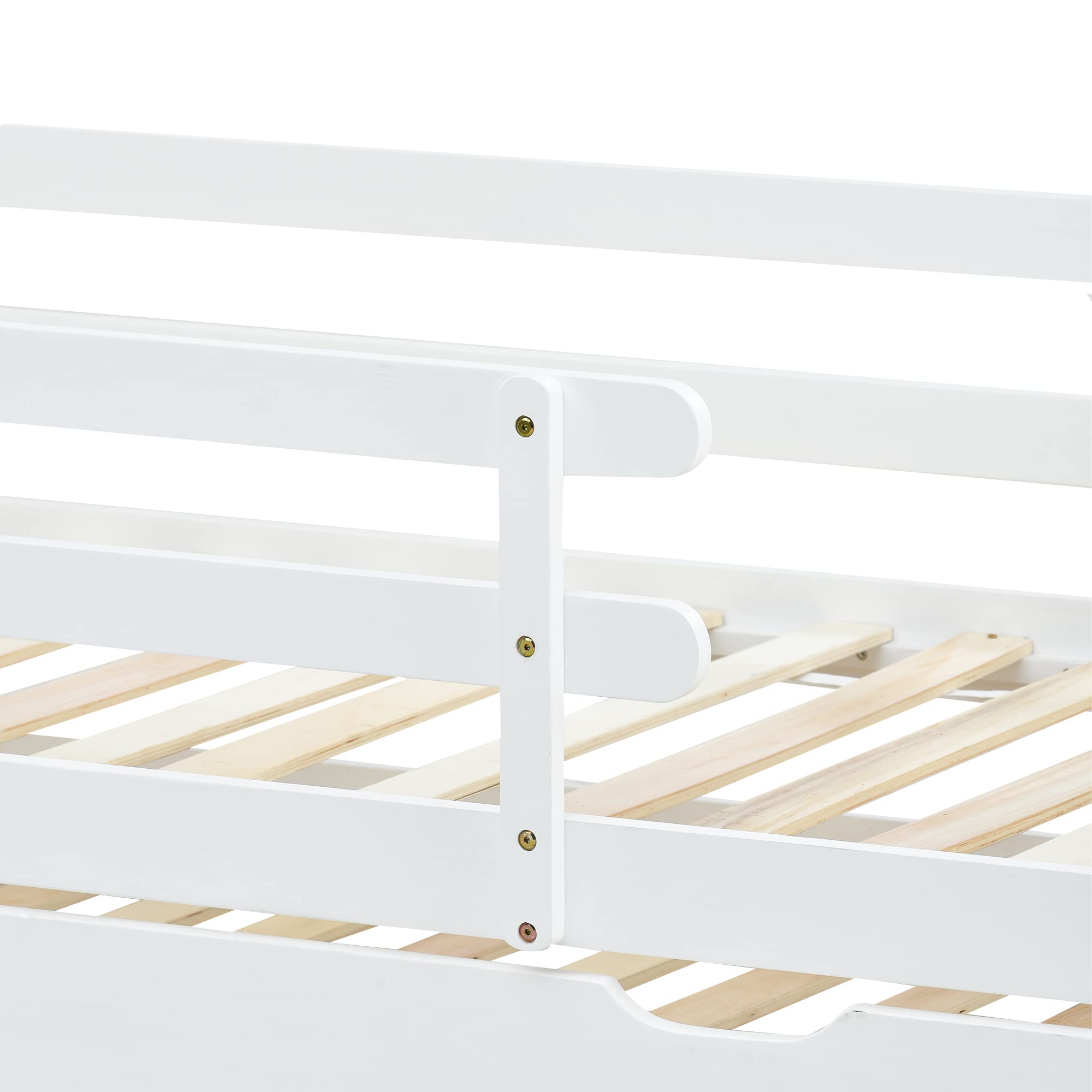 Letto per casa sull'albero, letto singolo, letto per bambini, letto estraibile con ruote inferiori, in legno massello, letto bianco, sedia sottotetto colore naturale (90 x 200 + 90 x 190 cm)