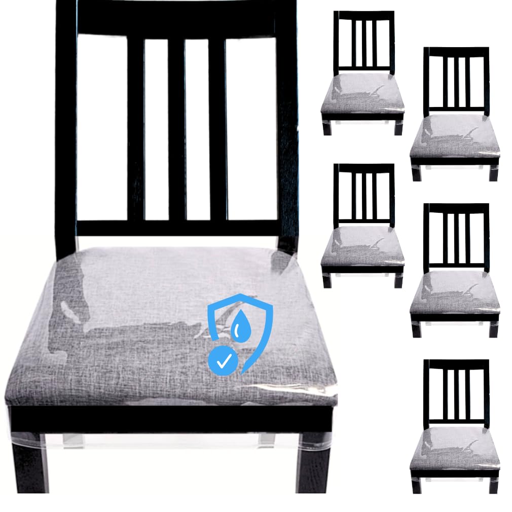 Evelots 6 Pack Plastic Dining Room Chair Seat Covers Protector-Clear-No Dust, Spill, Pet Hair, Pet Claws