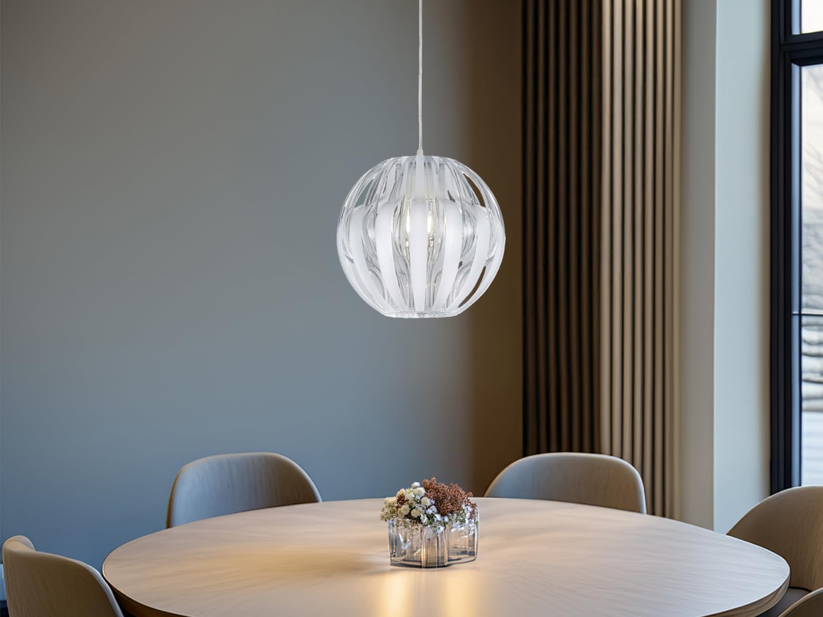 Ściemniana lampa wisząca LED kula 1 źródło światła tworzywo sztuczne białe/przezroczyste, Ø 30 cm