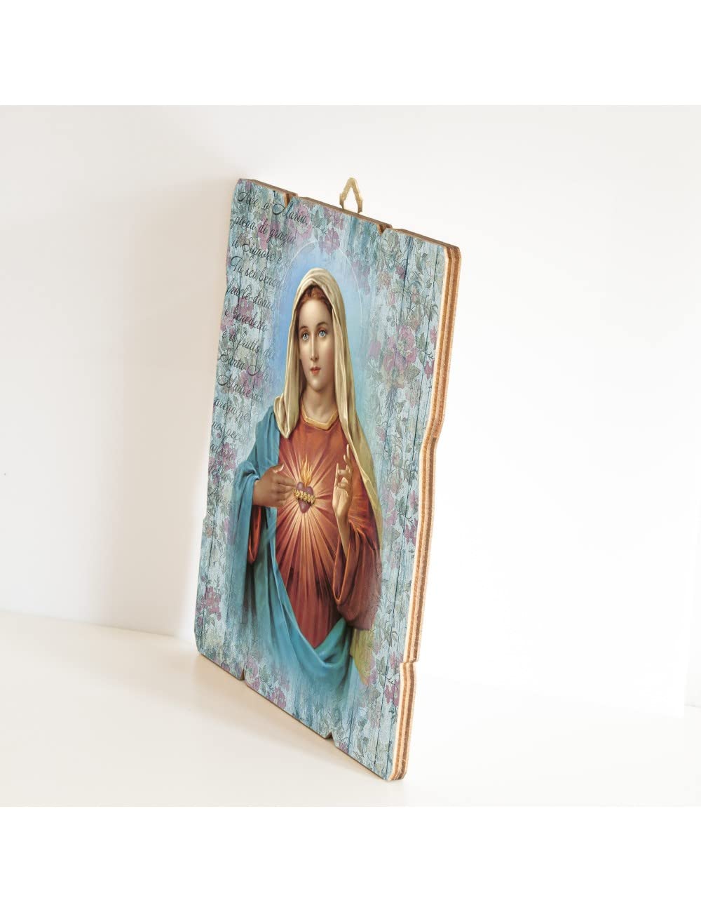 F.LLI BONELLA FRATELLI BONELLA, Vintage Shaped Immaculate Heart of Mary Picture, Poplar Wood Picture Thickness 8mm - Image 2
