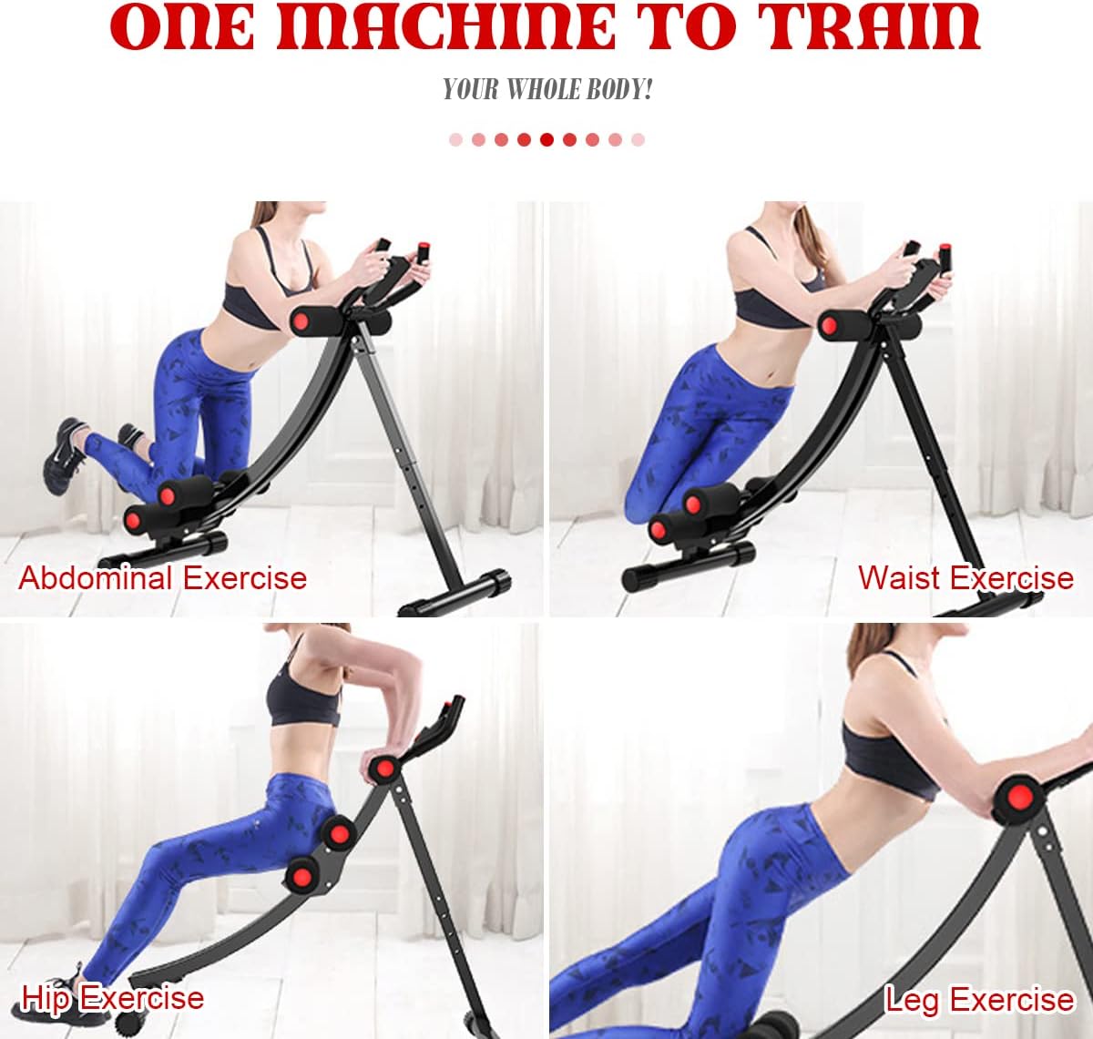 Core & Abdominal Trainers AB Workout Machine Home Gym Strength Training Ab Cruncher Foldable Fitness Equipment for Women&Men,Adjustable Abdominal Cruncher with LCD Display Black