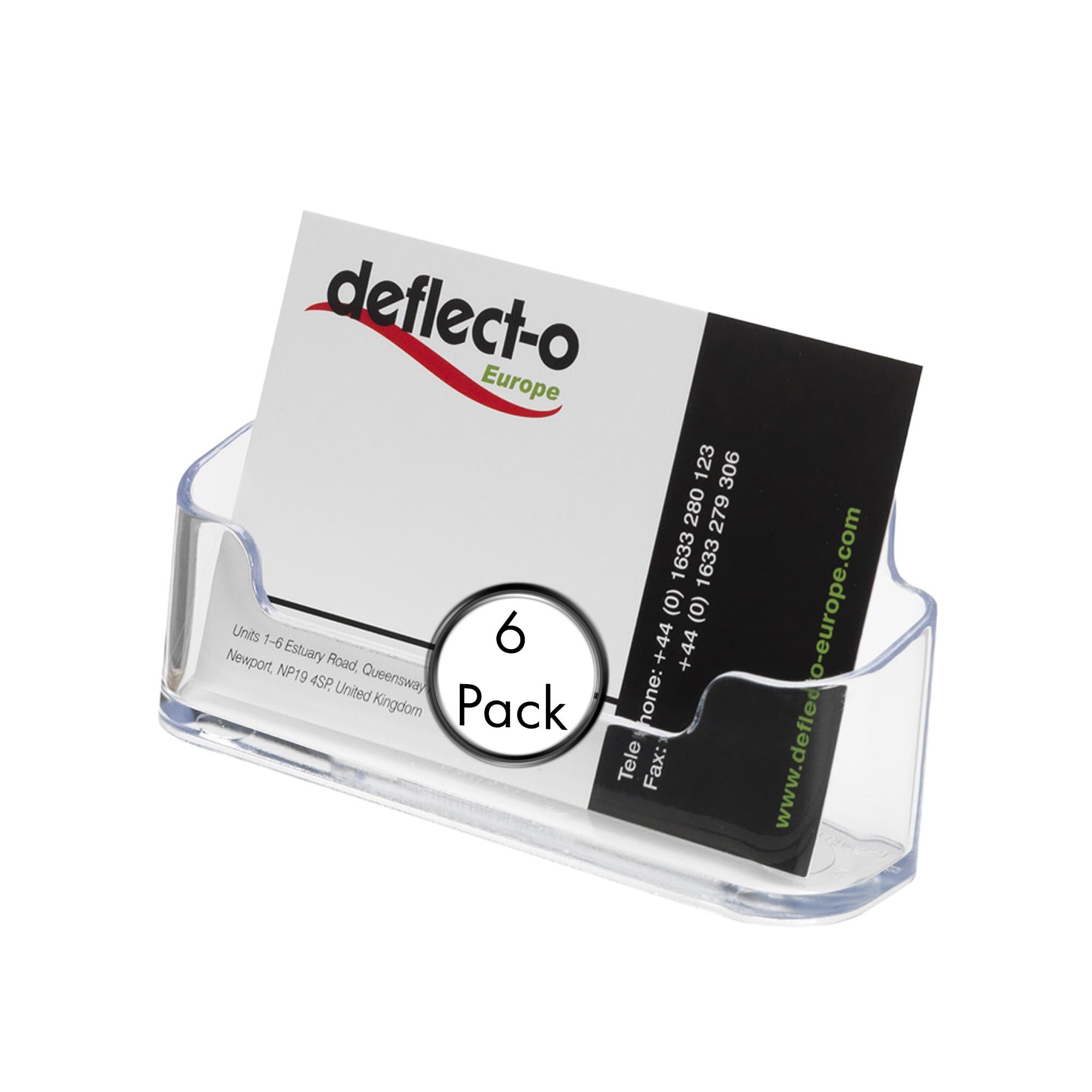 Deflecto Clear Pack Of 6 Single Pocket Landscape Countertop Business Card Holder For Desk In Crystal - Card Holders