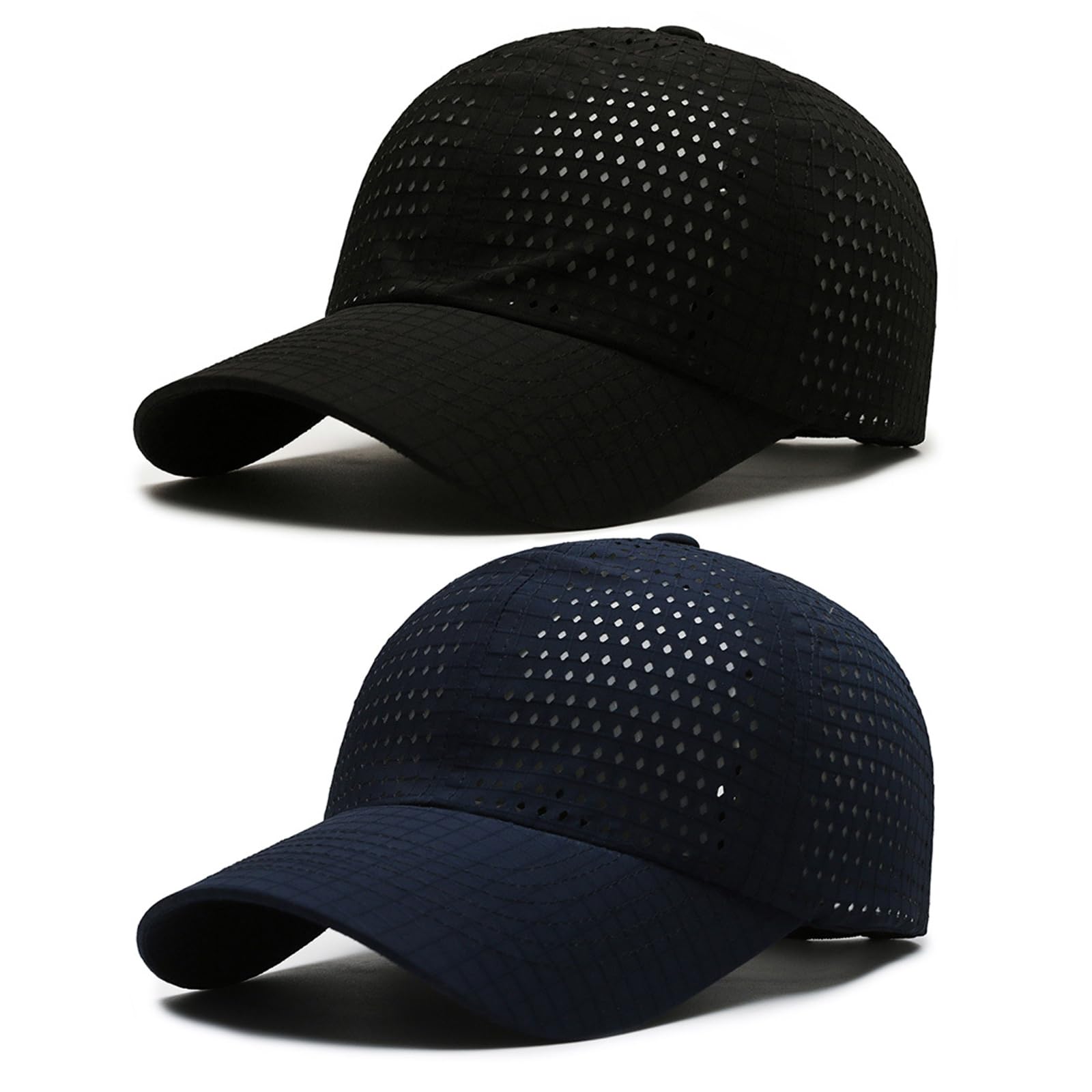 2 Confezioni Cappello da Baseball Uomo Donne，Traspirante Cappellino Visiera Asciugatura Rapida Sport Aperta，Leggero Pieghevol Tennis da Golf Berretto Baseball cappelli da Sole Estivo Regolabile