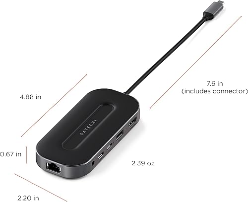 Miniatura 3 de Satechi Adaptador multipuerto USB4 6 en 1, carga USB-C PD, puerto de datos HDMI 8K, puerto de datos USB-A y USB-C, conector de audio de 0.138 in,