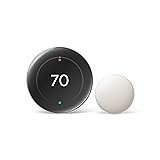 Google Nest Learning Thermostat (4th gen) + Nest Temperature Sensor (2nd gen) - Silver Polished...