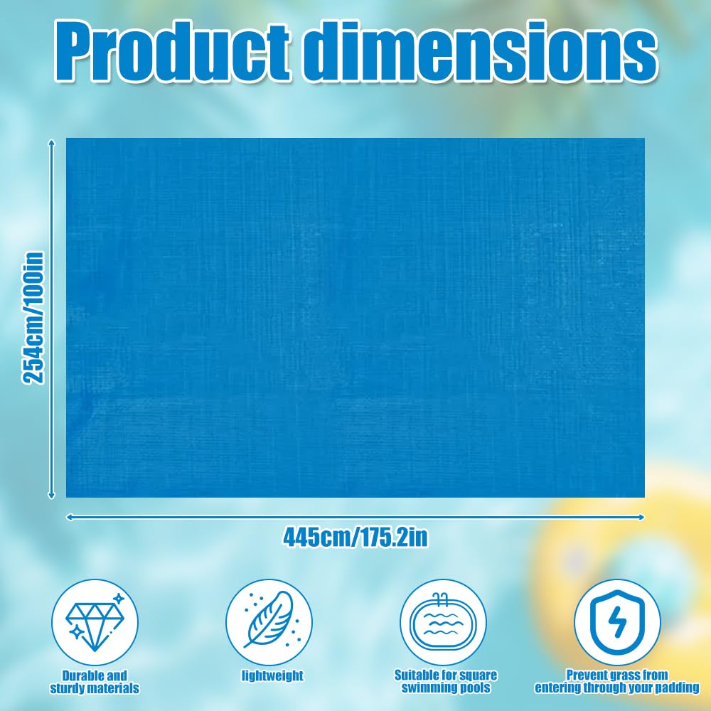 Tapis de Sol pour Piscine, Tapis de Piscine Rectangulaire Bleu Pliable Imperméable, Hors Terre Tapis de Protection pour Piscines Gonflables, Protecteur De Sol Piscine, Antidérapant 445 x 254cm