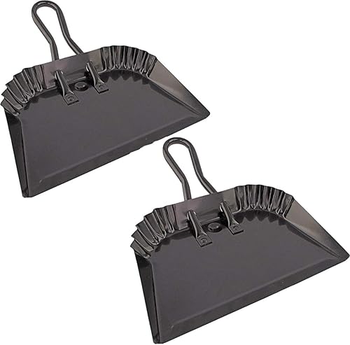 Edward Tools Recogedor de metal negro de 12 pulgadas Acero recubierto de polvo resistente que no se astilla ni se dobla Borde de precisión para