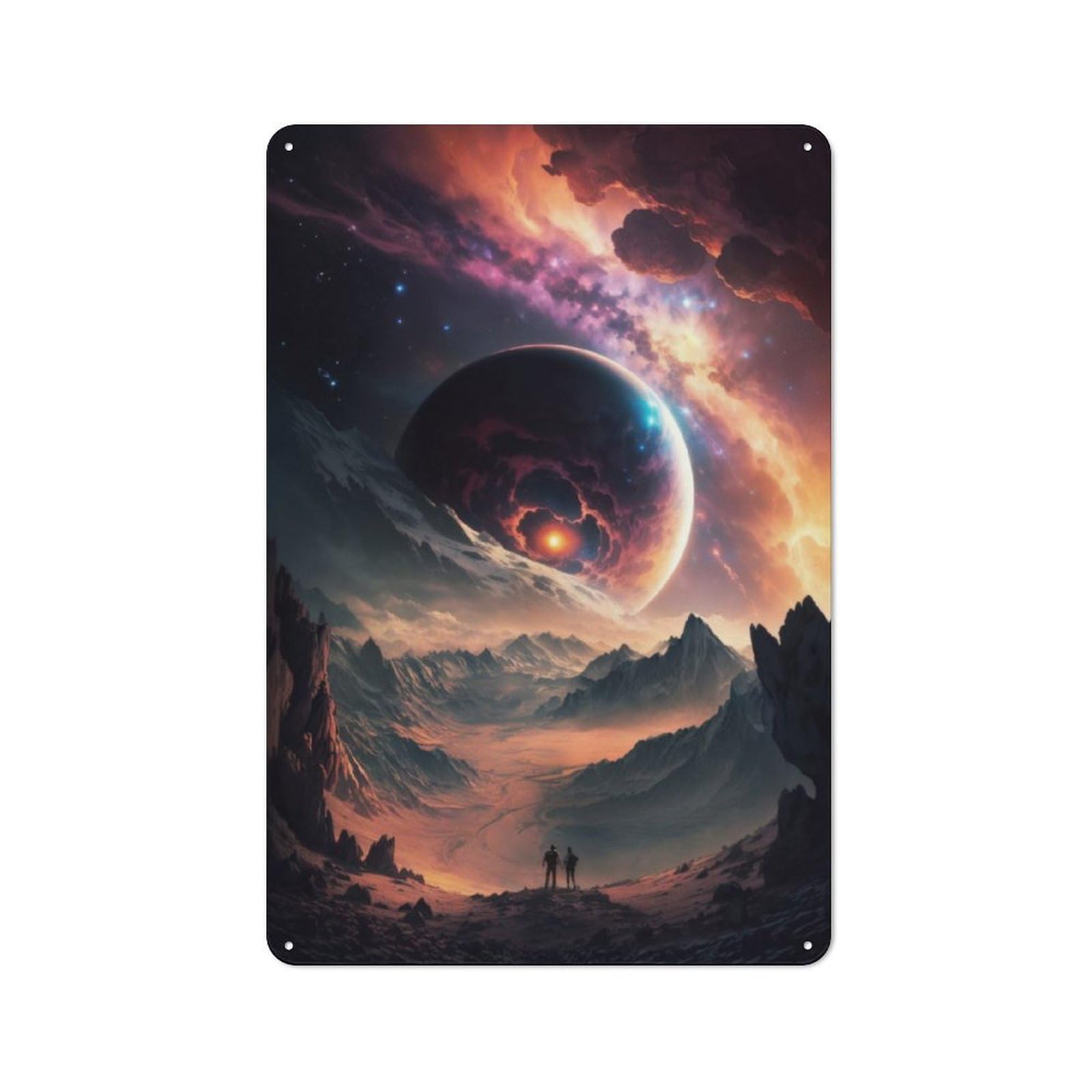 Junmoney Alien Planet Landscape Tin Wall Plaque 30X20cm With For Garage Or Workshop, For Vintage Wall Decor Fans, For Kitchen And Home Bar Decor