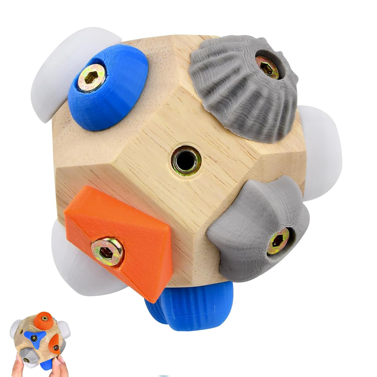 Bouldering Gifts Block for Climbers, Handcrafted 3D Rock Climbing Gifts with Instructions, Finger Training Tool for Climbers, Wooden 3D Climbing Ball with Gameplay Rules, Boulder Ball for Men Women