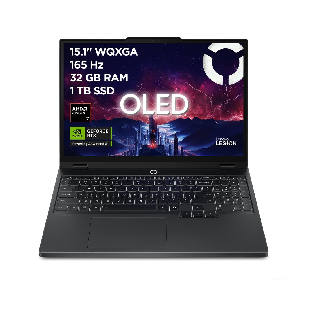 Lenovo Legion 5 Gen 10 - Portátil Gaming IA 15.1" OLED (AMD Ryzen 7 260, NVIDIA GeForce RTX5060, 165Hz, 32GB RAM, 1TB SSD, Wi-Fi7, Sin Sistema Operativo) QWERTY Retroiluminación Blanca, Español-Negro