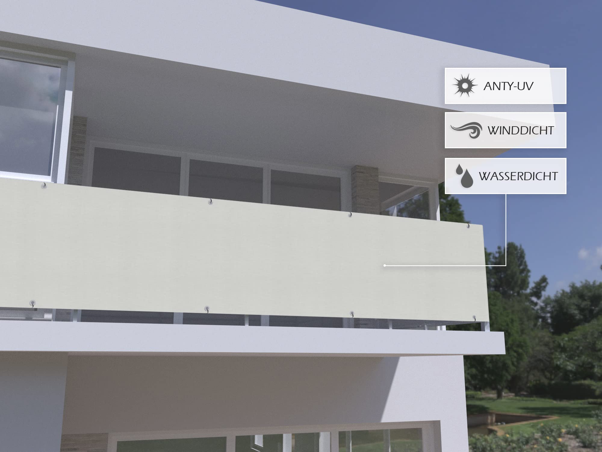 AEREY Balkon-Sichtschutz 145x450 Cm – Wasserdicht Und Blickdicht Für Mehr Privatsphäre