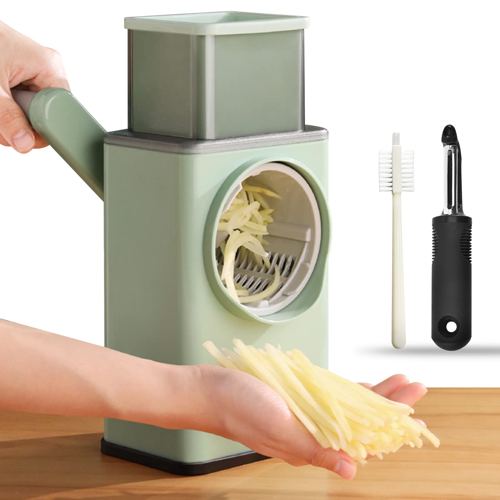 Tenta Kitchen Stainless Steel Zester Grater, Zest/slice Citrus & Lemon Cheese Potatoes, Fruit & Vegetables- Non-slip Rubber Handle … (Light Green)