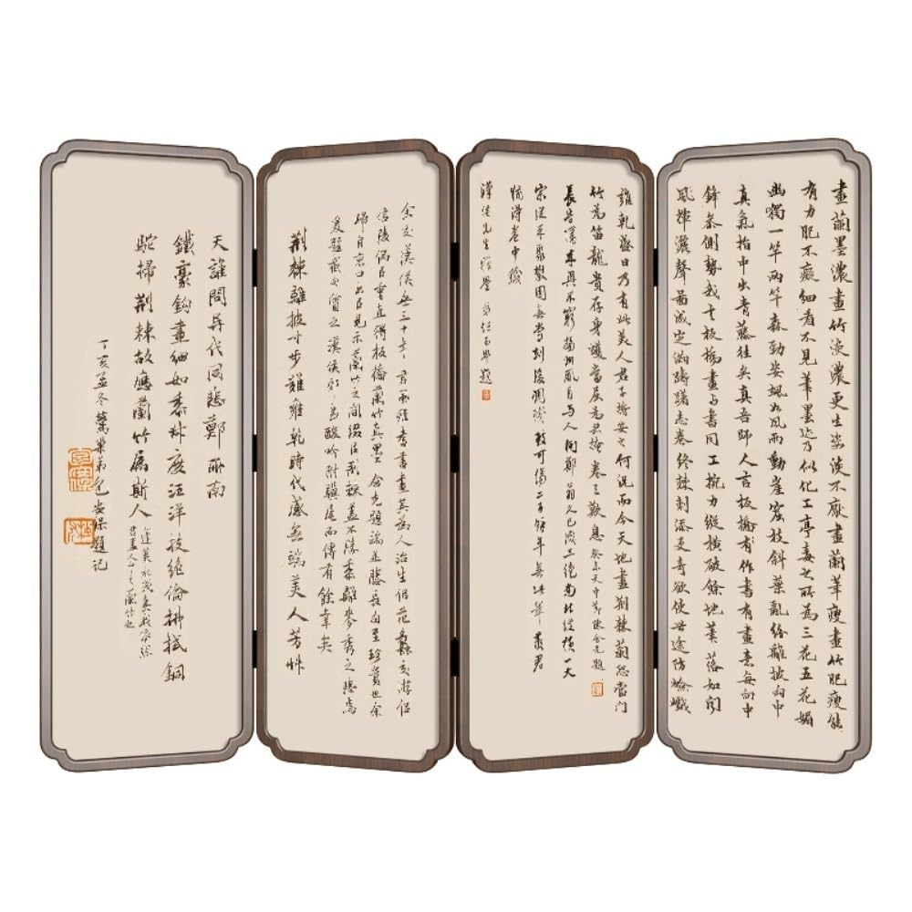 Privacy Screen Home Foldable Screen Partition Living Room Porch Study Tea Room Zen Calligraphy and Painting Privacy Folding Screen Room Divider
