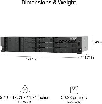QNAP TS-855eU-RP-8G-US 8 Bay High-Speed 2U Short-Depth rackmount NAS with Dual-2.5GbE, Intel Atom CPU, Redundant 300W PSU, 8GB DDR4 Memory and 8-core Computing Power (Diskless)