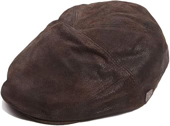 Dasmarca Mens Suede Distressed Leather Gatsby Fitted Cap