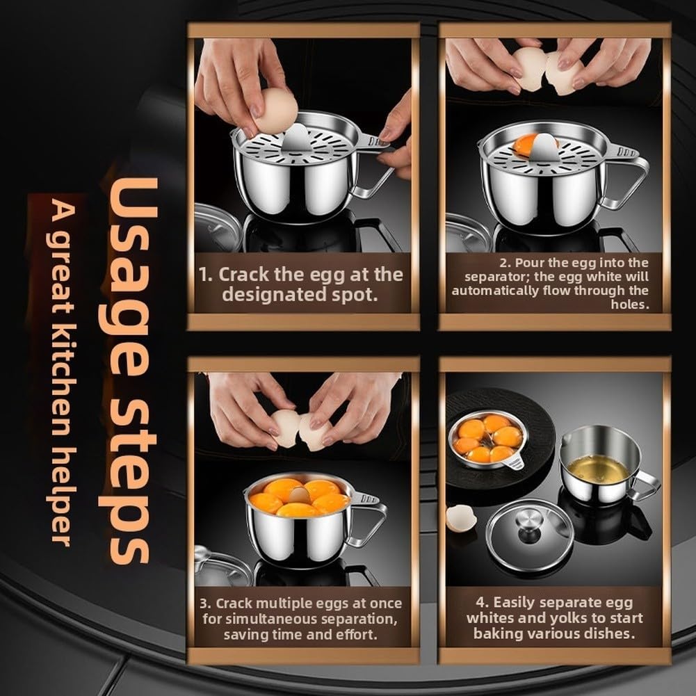 Separatore di uova in acciaio inox con 5 scomparti e cracker, accessori da forno in acciaio inox 304 per cucina