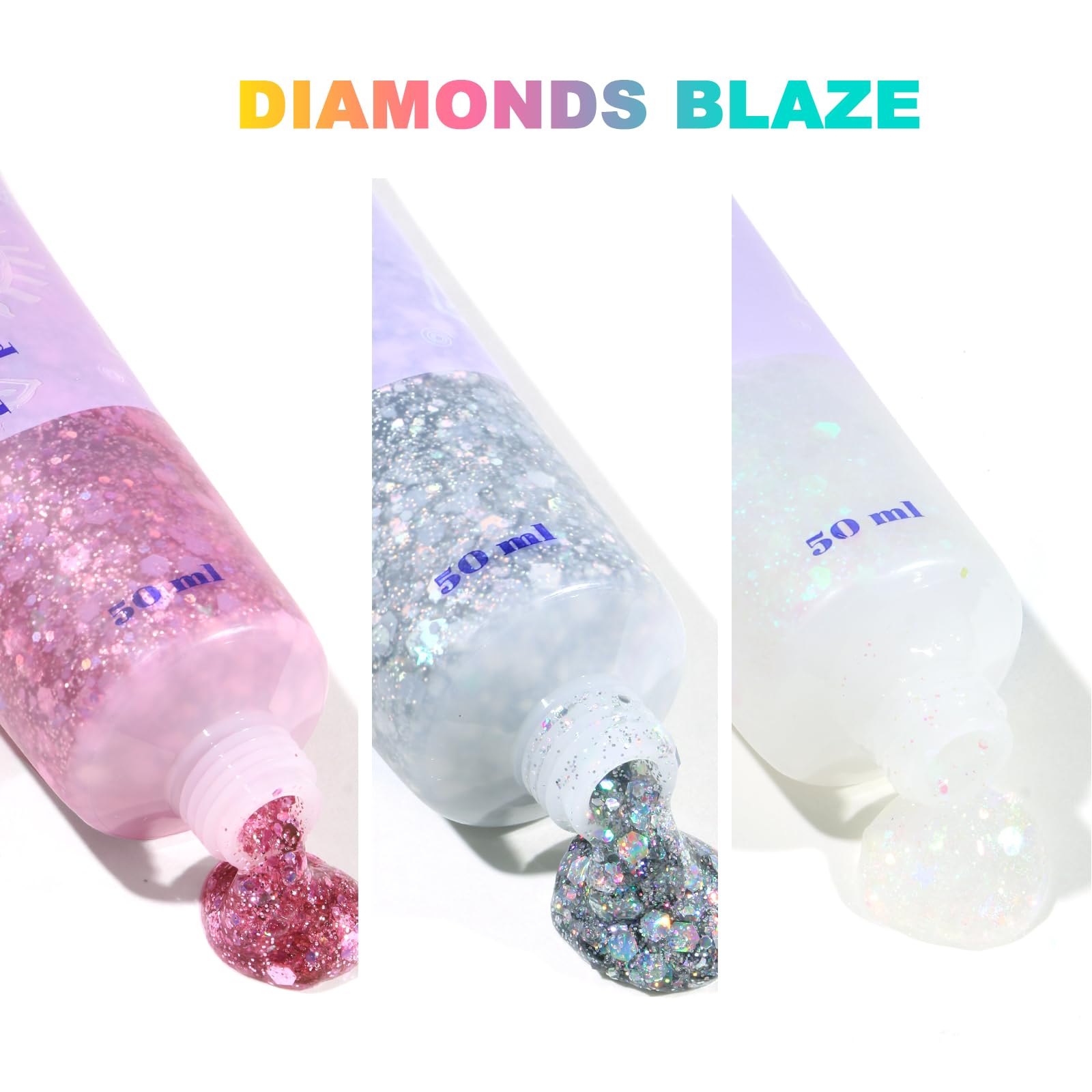 URAQT Żel brokatowy do ciała, Chunky Glitter Gel, Chunky Body Lotion brokatowy płynny cień do powiek, cekiny syrenki, błyszczące cekiny do twarzy, włosów, ust, paznokci, makijażu, kosmetyków