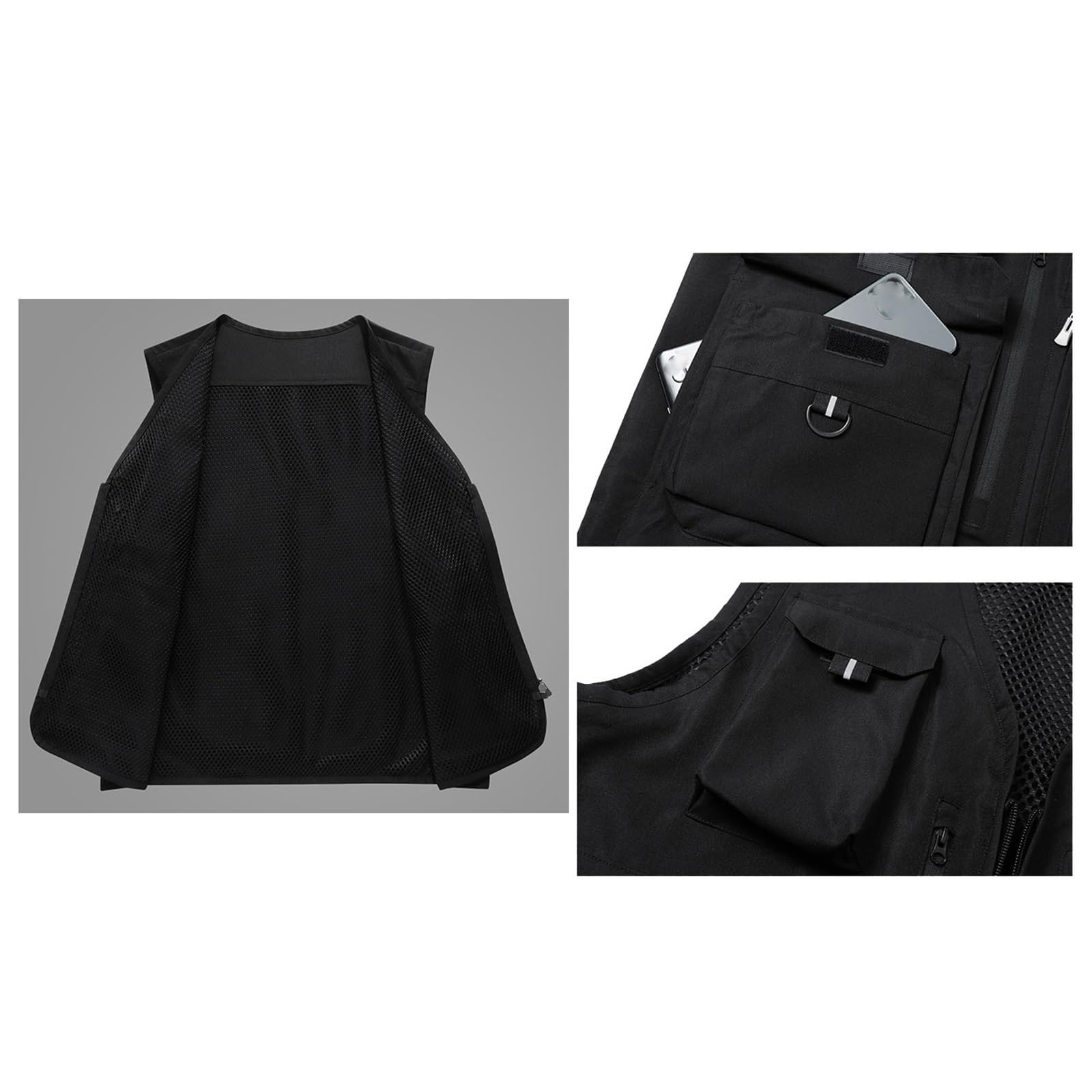 CLSQLXYJZC Chaleco Multiusos Para Hombre, Chaleco Cargo Informal Sin Mangas Multibolsillos De Malla Transpirable Y Con Cremallera Talla Grande, Chaqueta De Trabajo Moderna Fotografía Exteriores