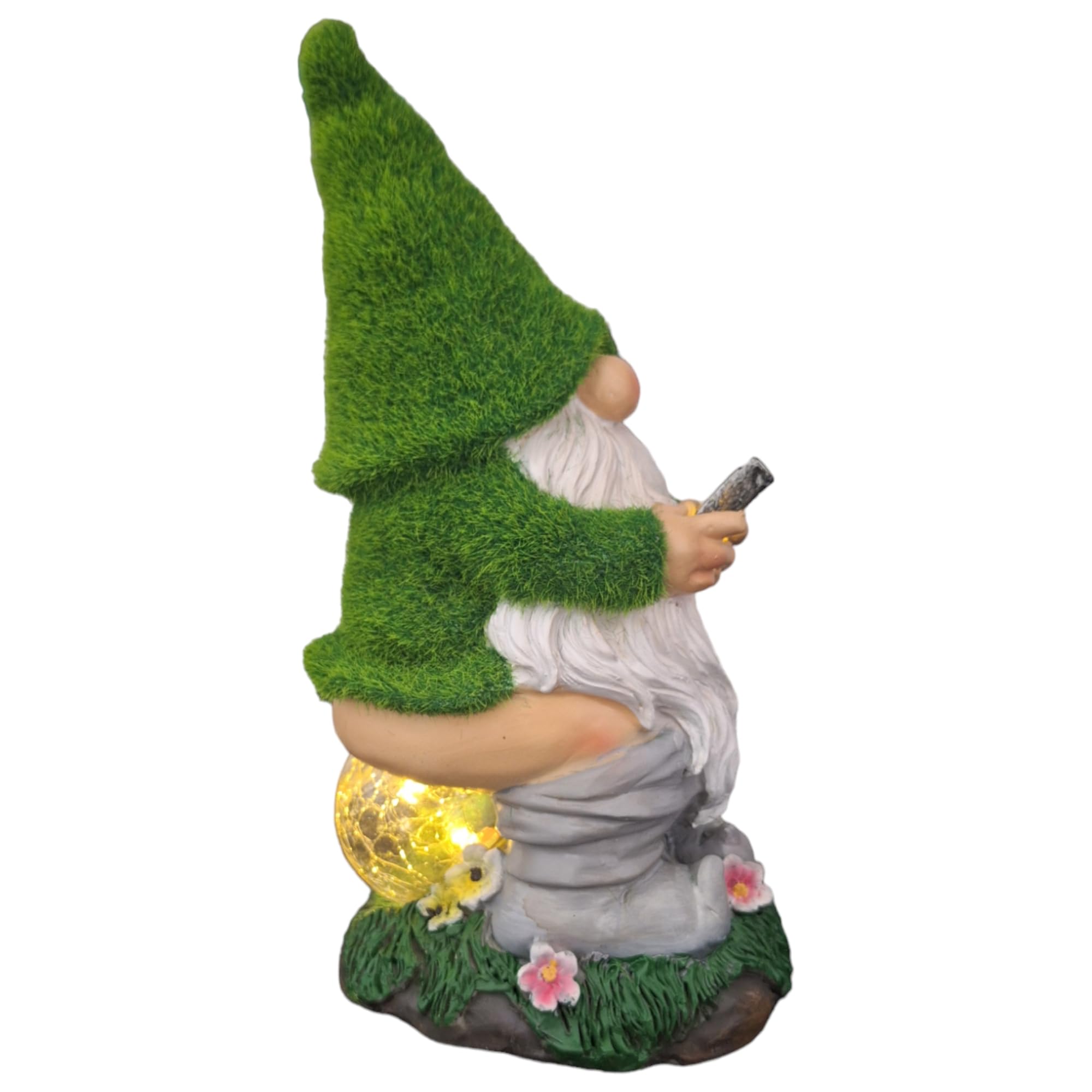 TIN DREAMS FACTORY Enanos Jardin y Decoracion Exterior, Figuras Gnomos y Enanitos Decoracion Hogar y Luz Solar Recargable, Estatuas Decorativas de Resina Exterior o Interior, Adornos Originales Casa