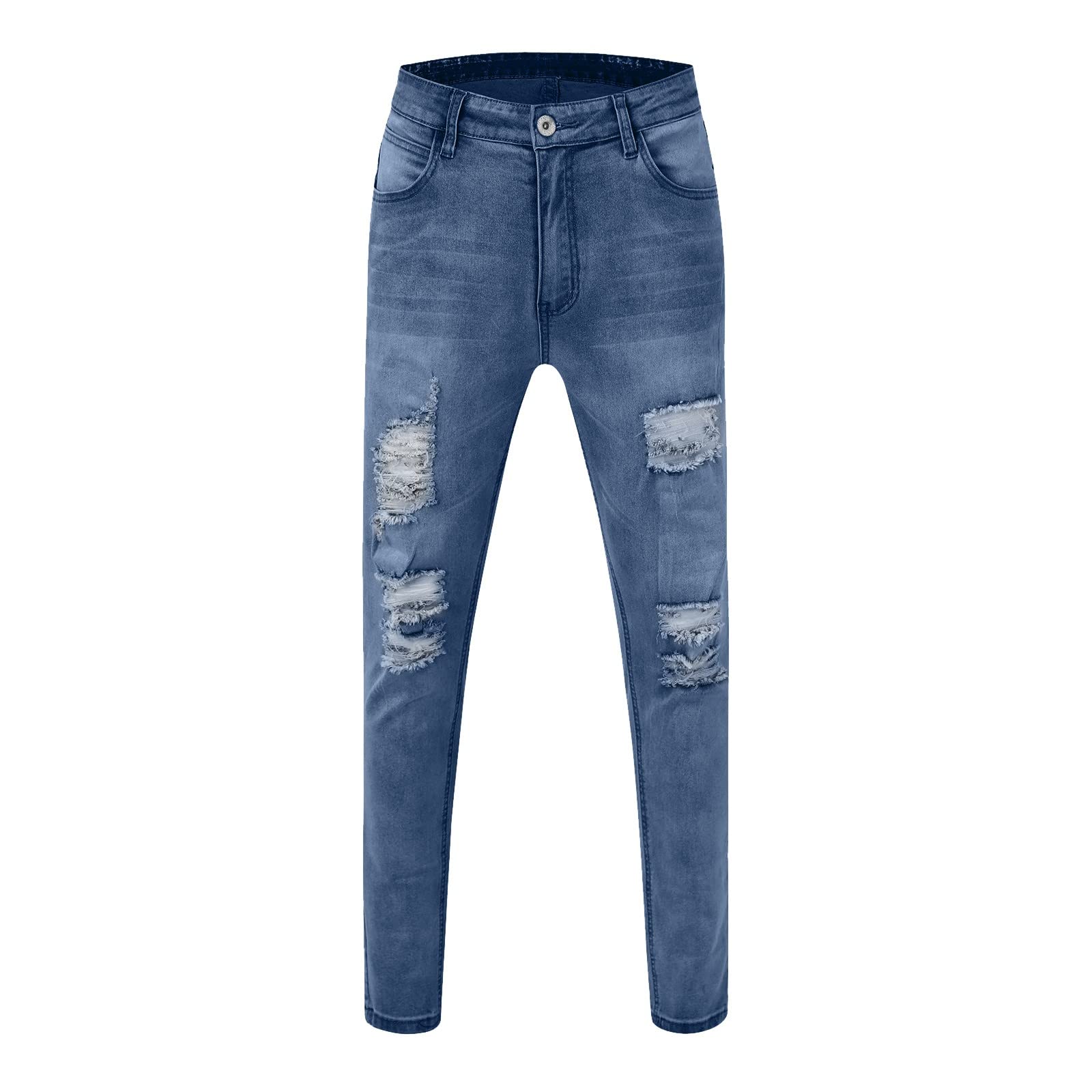 Jeans Strappati da Uomo, Pantaloni Uomo Jeans Pantaloni da Allenamento Pantaloni Piegare Lavoro Denim Sfilacciato Vintage Hole Wash Men's Jeans Pantalone Jeans Estivi Jeans Moto Stile Streetwear Y2k