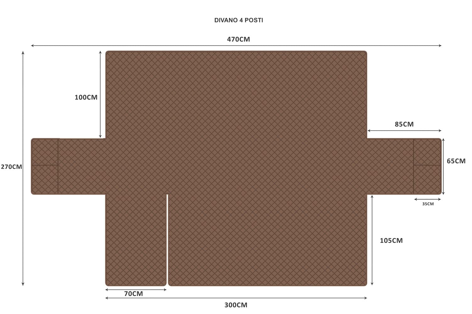 Copridivano con Penisola 4 Posti (L 300 CM) Destra/Sinistra Universale Reversibile Impermeabile, Copridivano Chaise longue Antigraffio, Copridivano Angolare con Tasche Portaoggetti - Marrone Chiaro
