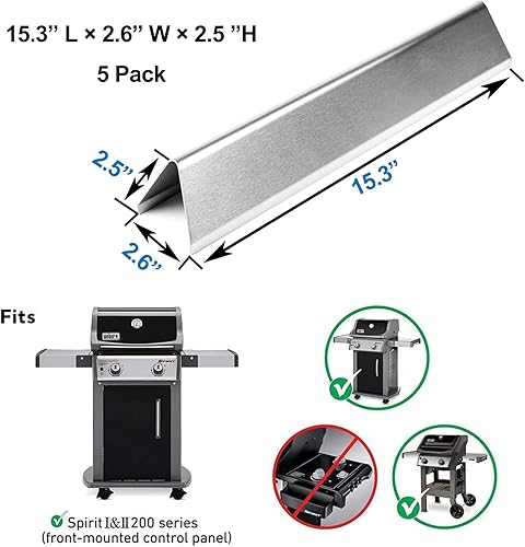 Miniatura 2 de Uniflasy 7636 Barras Saborizadoras de Acero Inoxidable para Weber Spirit 300 y GS4 Spirit II 300 Series, Spirit E310 E320 E330 S310 S320 S330 con