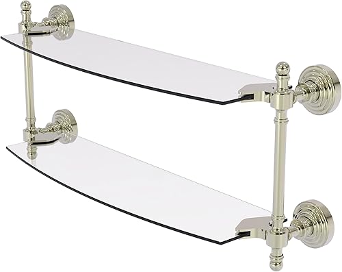 Miniatura 11 de Allied Brass RW-34/18 Retro Wave Collection - Estante de cristal de dos niveles de 18 pulgadas, gris mate Gris mate,Otoño Sparkle,Rojo (Fire Engine