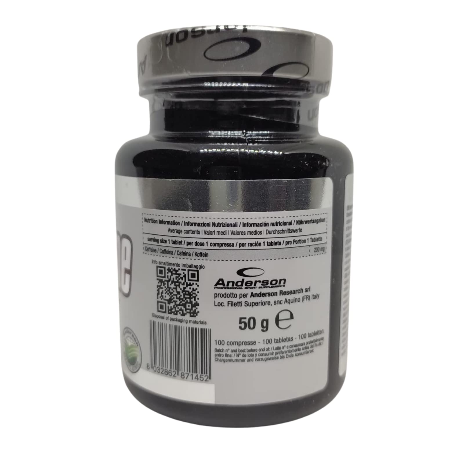 Anderson Integratore Alimentare Anderson Caffeine Caffeina - 100 Compresse